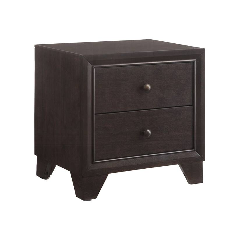 Espresso Brown 2 Drawer 16.38 in. W Nightstand with Sturdy Hardware and Ample Storage