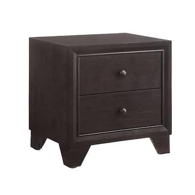 Espresso Brown 2 Drawer 16.38 in. W Nightstand with Sturdy Hardware and Ample Storage
