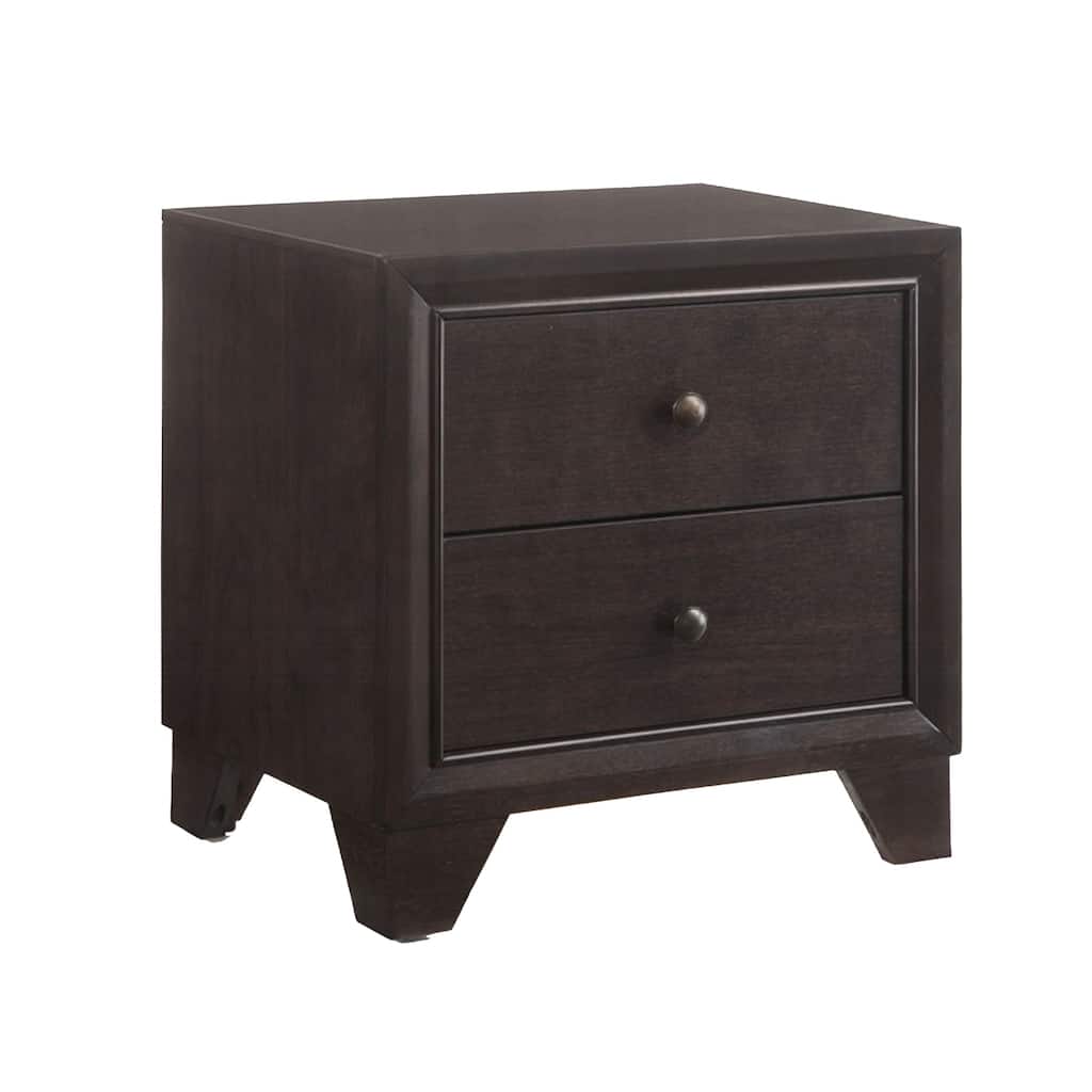 Espresso Brown 2 Drawer 16.38 in. W Nightstand with Sturdy Hardware and Ample Storage