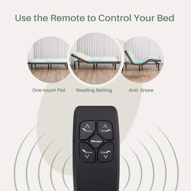 Ergonomic Motorized Adjustable Bed Frame, Wireless Remote Control,for Comfortable Reclining and Sleeping