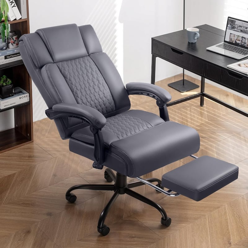 BOSSIN Big and Tall Office Chair Executive Heavy Duty Home Chairs with Foot Rest Ergonomic,High Back and Lumbar Support