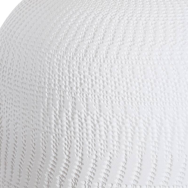Hand Carved Glaze Textured Ceramic Table Lamp with Drum Shade - 33" - White