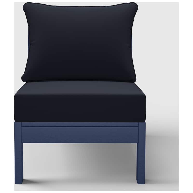 Birchwood All Weather HDPE Outdoor Patio Deep Seating Navy Blue Armless Chair With Cushions (1-Piece)