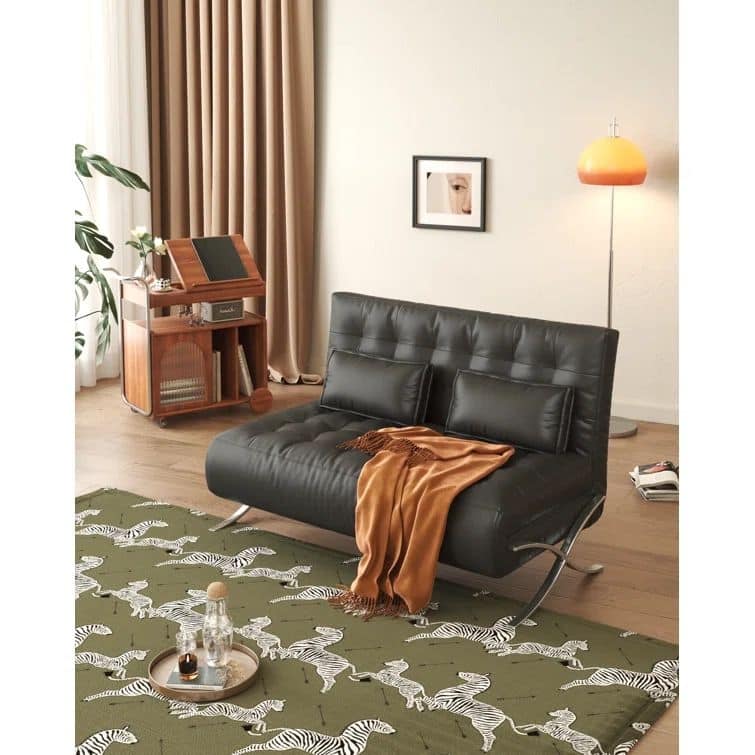 JASIWAY 43.3'' Vegan Leather Sofa Bed with Metal Leg