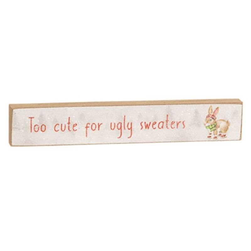 Seasonal Wooden Accent Sticks with Frosty Woodland Designs and Glittered Snow Finish 3 Asstd. - 1" H x 6" W x .5" D
