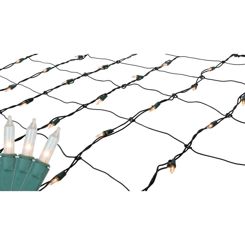 4' x 6' Mini Net Style Christmas Lights Green Wire - Clear