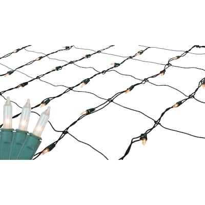 Mini Net Style Christmas Lights - 4' x 6' - Clear - Green Wire