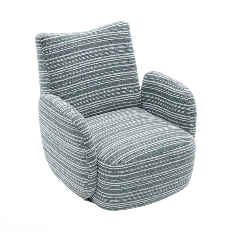 Modern Style 360° Swivel Leisure Chair Fabric Striped Armrest Swivel Chair and metal bracket, suitable for living room, balcony