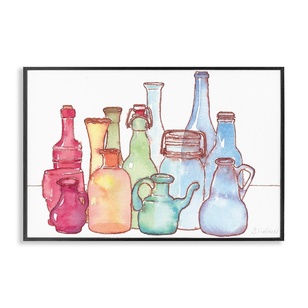Stupell Colorful Vases Collection Framed Giclee Art Design By Stephanie Fielden