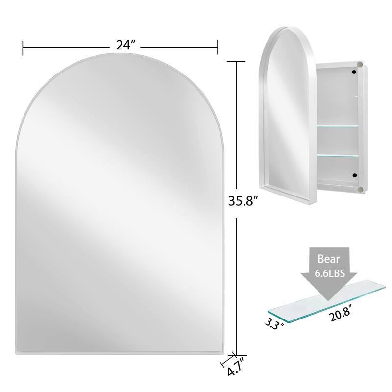 Wall Mount Metal Framed Medicine Cabinet with Storage