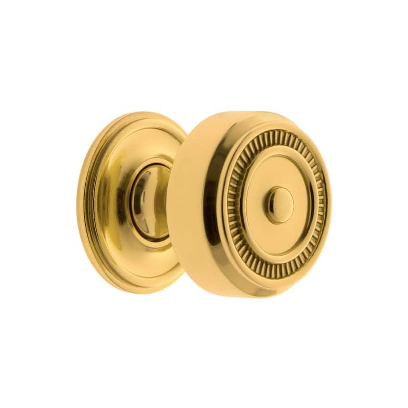 Grandeur SOLE-BRASS-KNOB-GEO Soleil 1-3/8" Solid Metal Ridged Mushroom - Lifetime Brass
