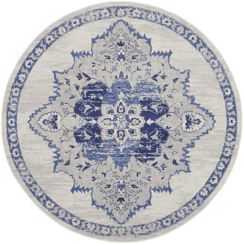 Gocux Power Loomed Geometric Floral Stain Resistant Area Rug By HomeRoots - 60' X '60' X '0.39