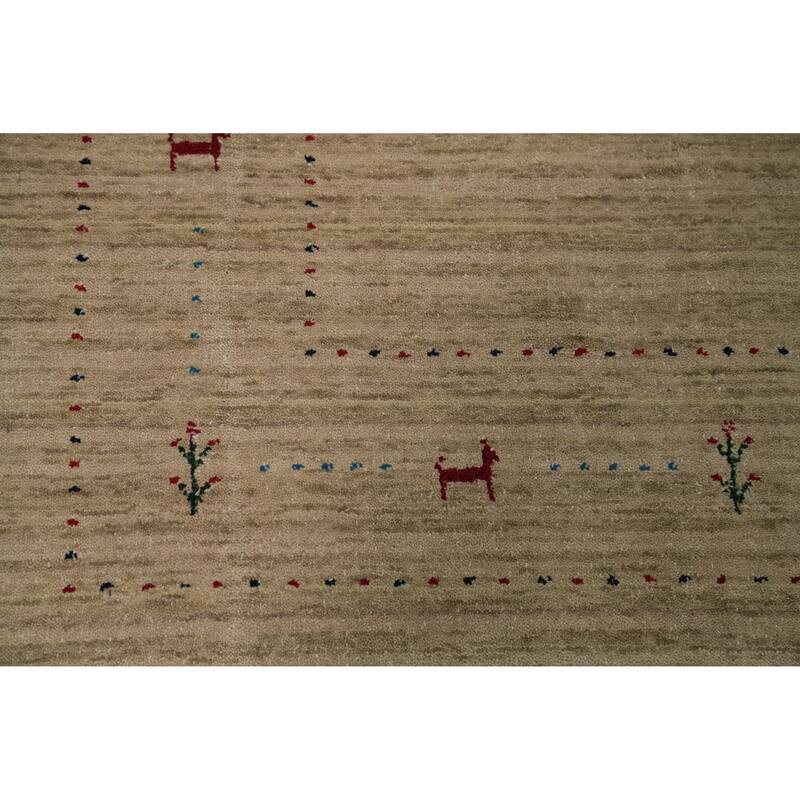 Hand Knotted Oriental 100% Wool Carpet Tribal Tribal Beige & Ivories Gabbeh Area Rug - 9' 9'' X 7' 10''