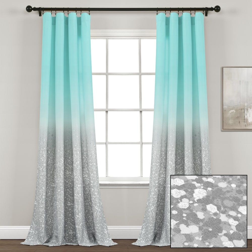 Lush Decor Glitter Ombre Metallic Print Window Curtain Panel Pair - 84" x 52"