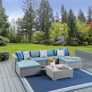 Santa Rosa Outdoor 7-piece Wicker Sectional Sofa Set with Cushions by Christopher Knight Home