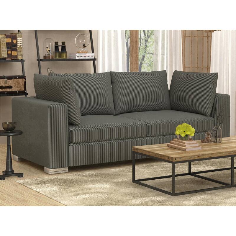 Wayna Corduroy Upholstered Modular Sofa Modern Minimalist Sofa - 2seat - Grey