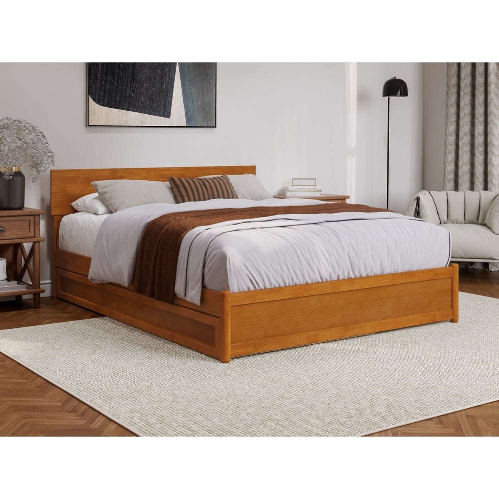 Wesley Platform Bed with Panel Footboard and Twin XL Trundle