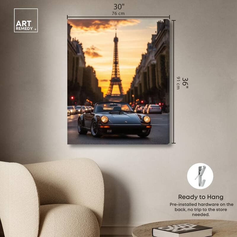 Parisian Porsche Twilight II Canvas by Art Remedy, Gallery Wrapped