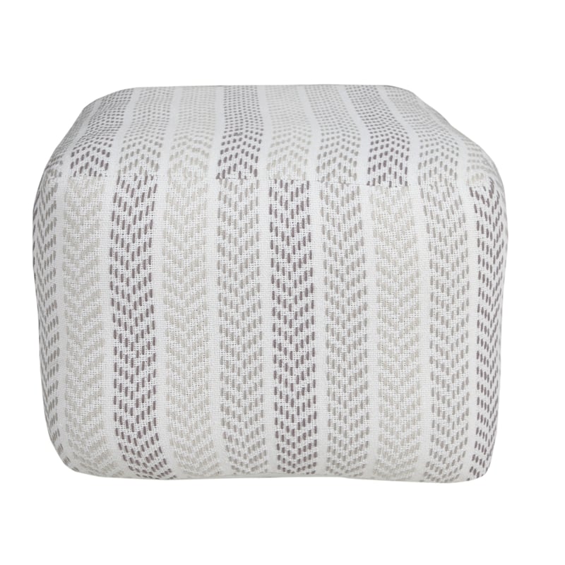 HomeRoots 18" Gray 100% Cotton Ottoman