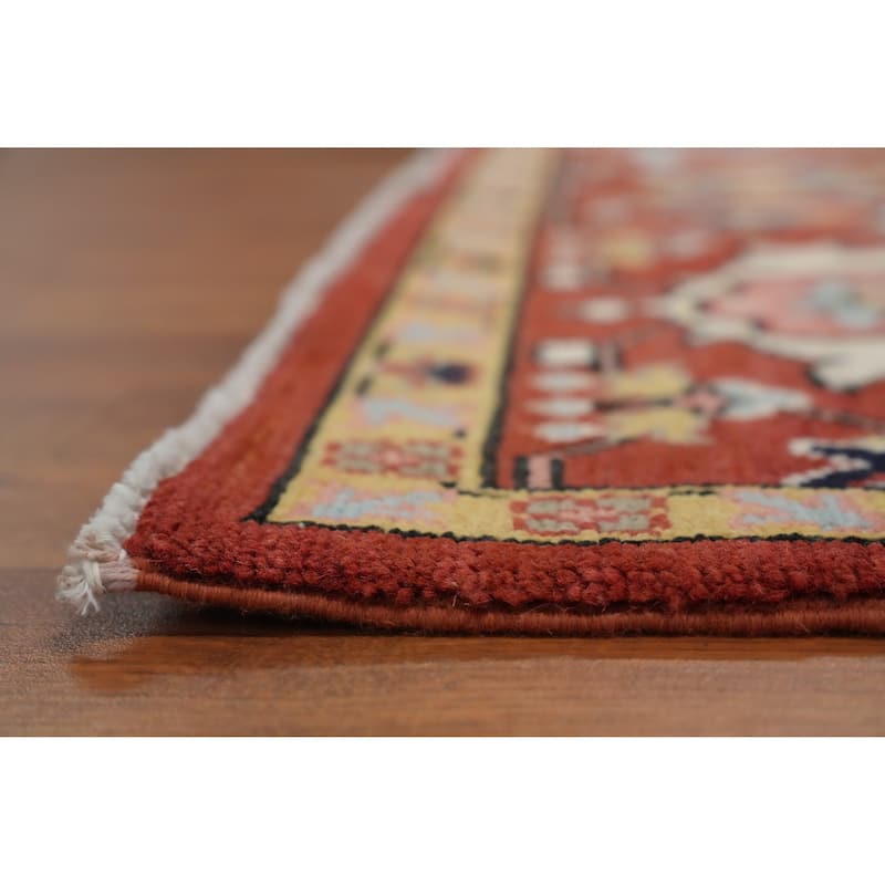 Hand Knotted Oriental 100% Wool Carpet Traditional Medallion Oranges & Rust Heriz (serapi) Area Rug - 9' 1'' X 6' 2''