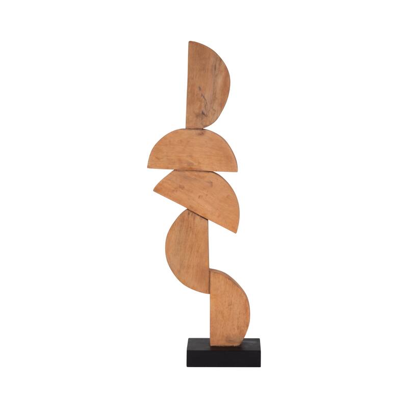 Sagebrook Home Brown Wood Half Circles Stacking Abstract Sculptures