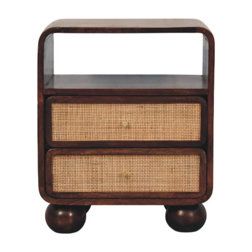 Artisan Furniture Solid Wood California Walnut Rattan Bedside