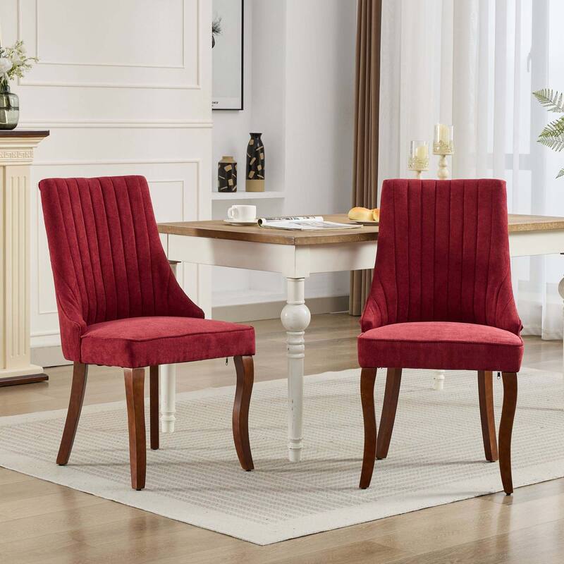 Linen Dining Chairs Channel Kitchen Dinner Chair,Set of 2