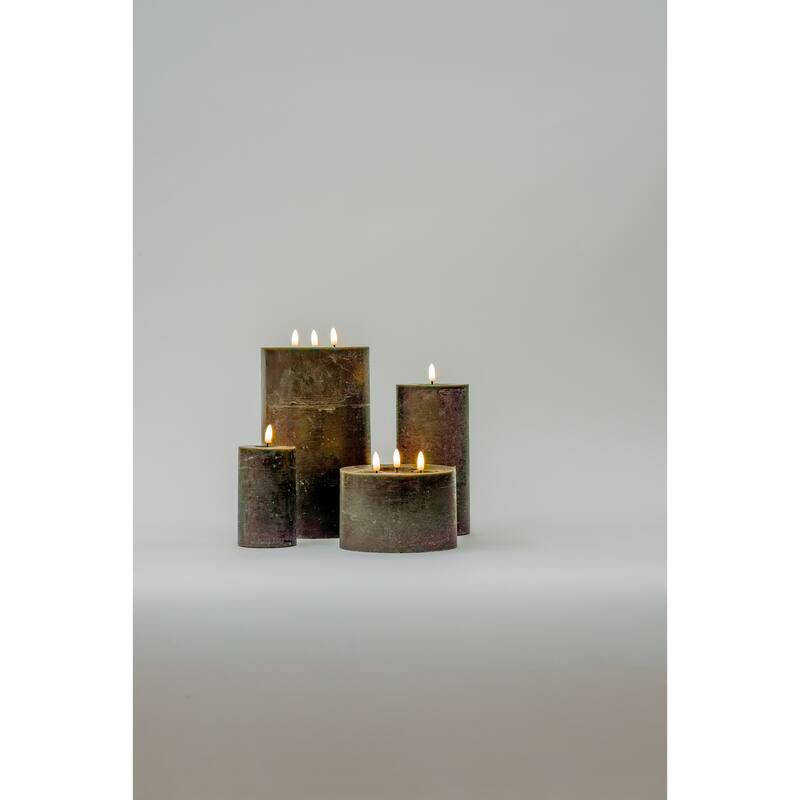 LED Lighted Small 3 Wicked Flameless Candle - 6" - Gray