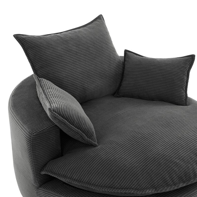 360° Swivel Sofa Chair Accent Barrel Chair 57.5" Swivel Round Chair with Dual-layer Cushion Design and 3 Removable Pillows
