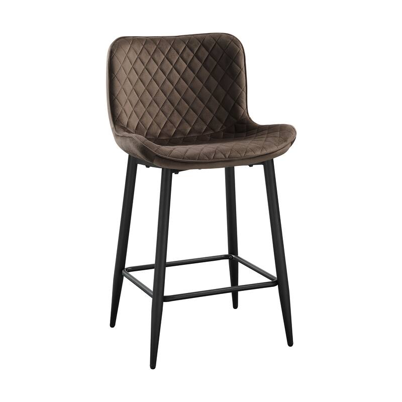 Seia Velvet Counter Height Chair (Set of 2) - Set of 2 - Brown - Counter Height
