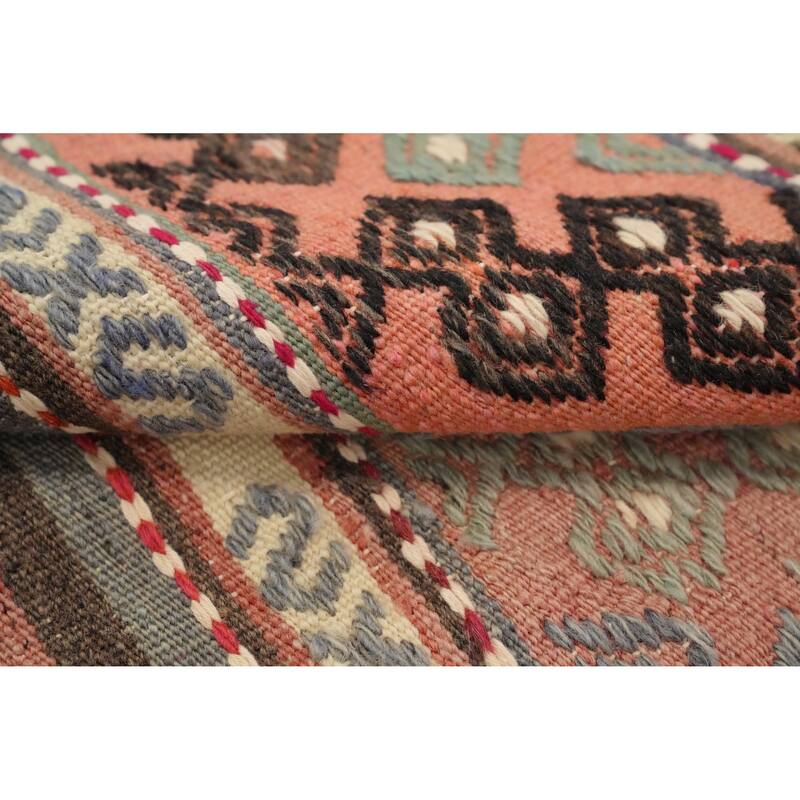 Hand Woven Oriental 100% Wool Carpet Southwestern Tribal Multi-Colored Kilim Area Rug - 8' 7'' X 5' 3''