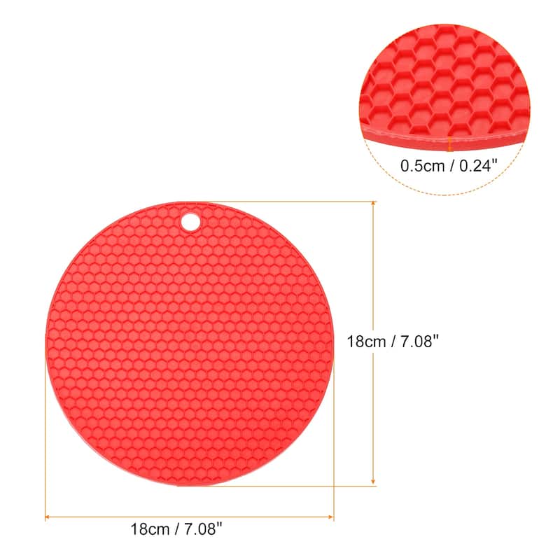 4pcs Silicone Trivet Mat Heat Resistant Pot Holders Hot Pads-Red - Red