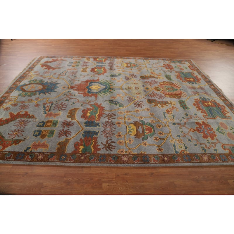 All-Over Oushak Area Rug Hand-Knotted Wool Carpet - 8'0" x 10'0"
