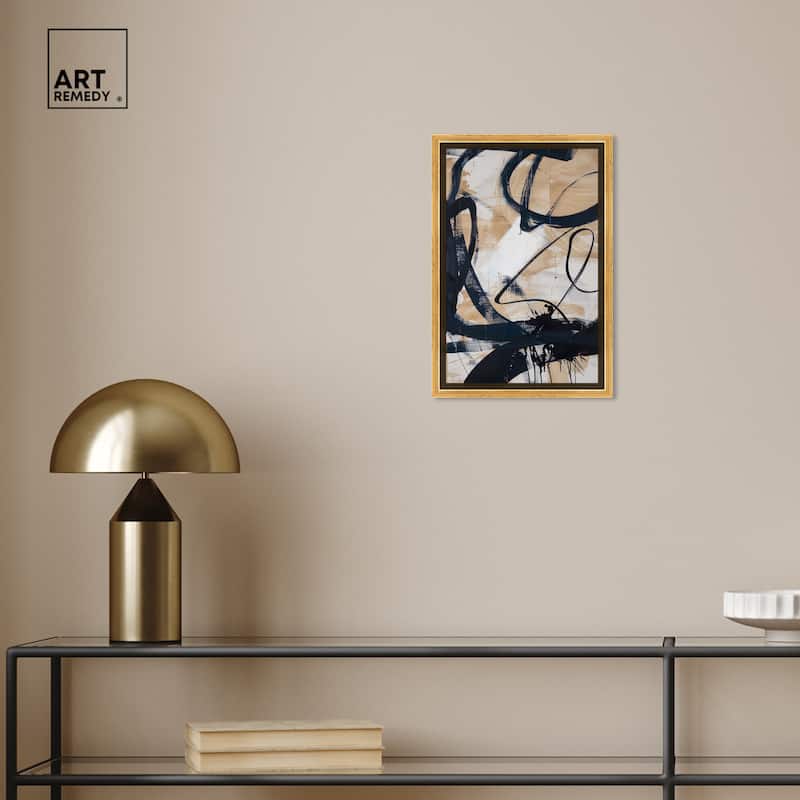 Art Remedy Flowing Framed Abstract Shapes 1 Piece Canvas Wall Art