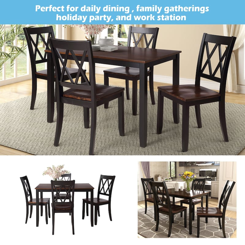 Dining Table Set Kitchen Rectangular Table and 4 Chairs for Kitchen