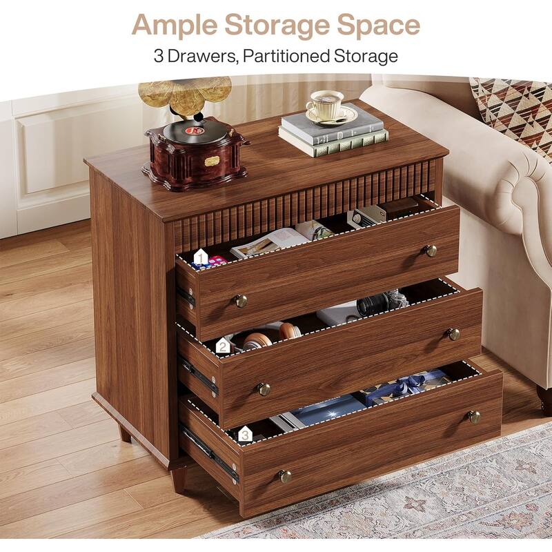 31.5" Oversized Nightstand with 3 Drawers, Storage End/Bedside Table for Bedroom & Home