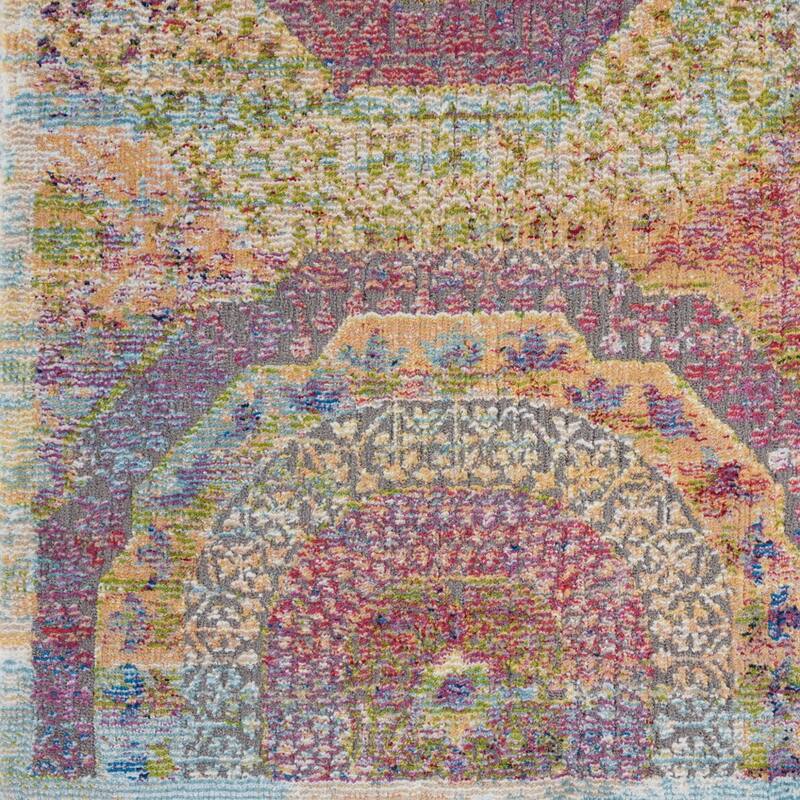 Feme Power Loomed Distressed Geometric Modern Non Skid Area Rug By HomeRoots - 90' X '63' X '0.5