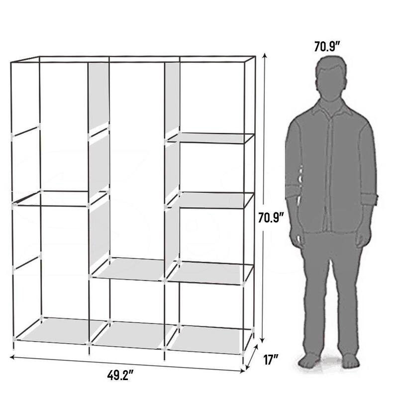 8 Shelves Wardrobe Armoire Closet,Clothes Storage Rack,Black