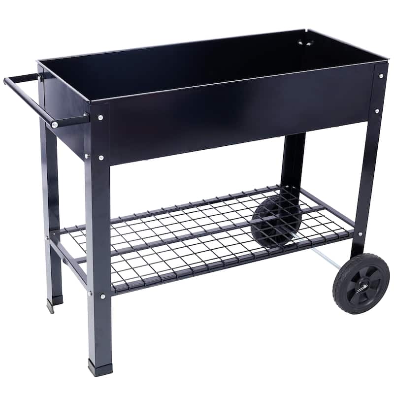 Elevated Mobile Raised Ergonomic Metal Planter Garden Bed