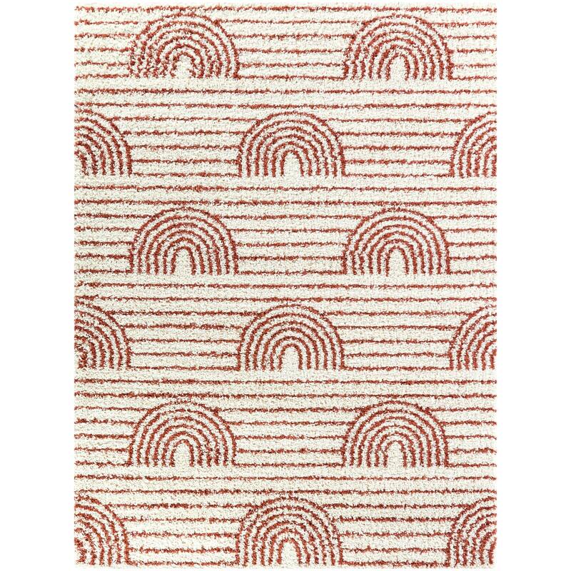 Mod-Tod Hailey Kids Rainbow Print Shag Berber Area Rug
