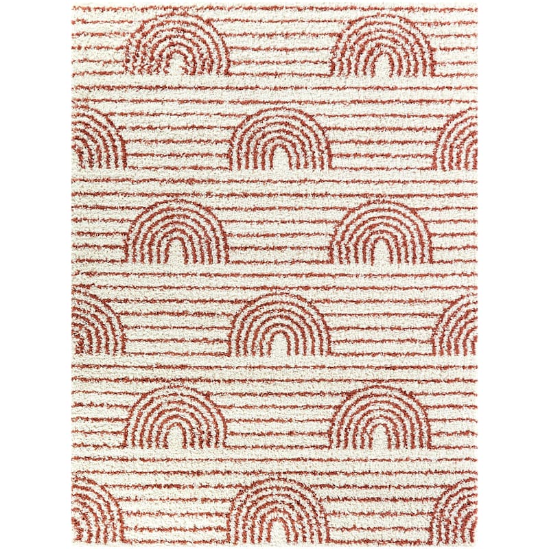 Mod-Tod Hailey Kids Rainbow Print Shag Berber Area Rug