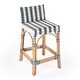 preview thumbnail 21 of 26, Serienna Rectangular Rattan Low Back 24.5"Counter Stool Navy/White Stripe
