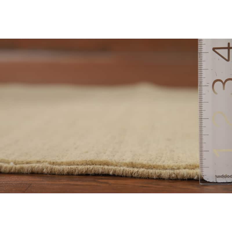 Gabbeh Modern Accent Rug Handmade Solid Beige Wool Carpet - 3'1"x 4'0"