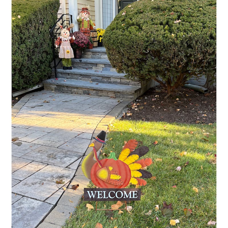 20" Metal Turkey/Pumpkin on Stake