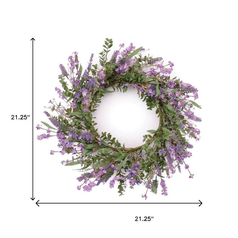 HomeRoots 21" Purple And Green Mixed Assortment Artificial Wreath