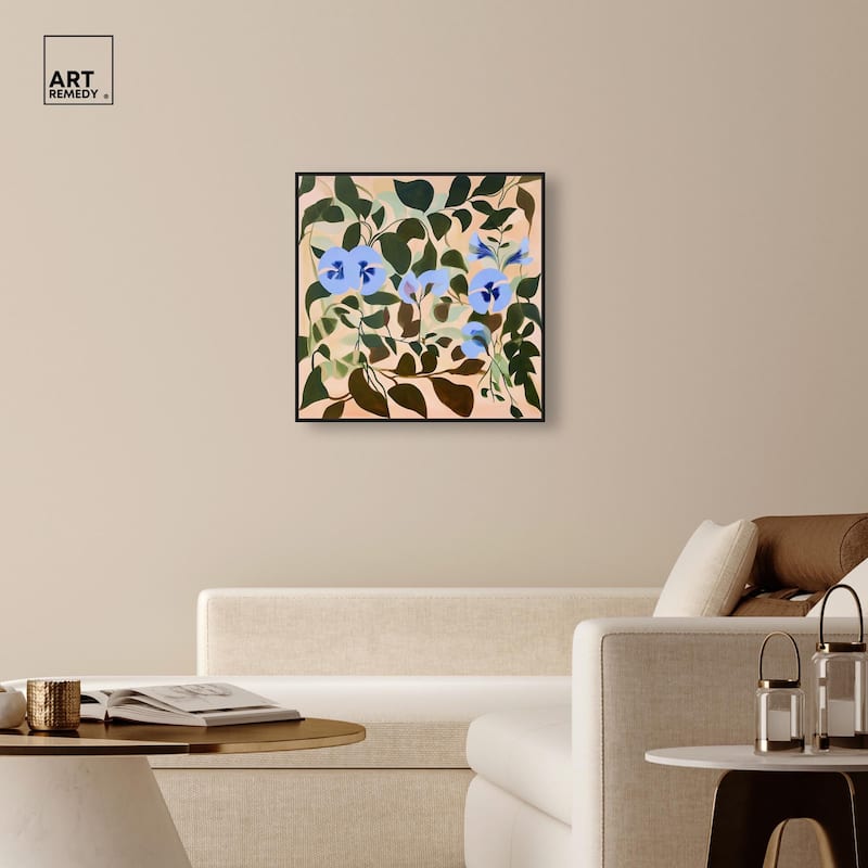 Naive Blue Flowers Canvas by Art Remedy