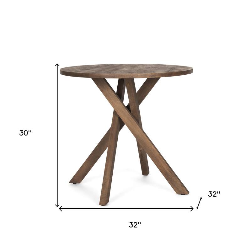 HomeRoots 32" Brown Solid Wood and Wood Tray Table - 32.00 in. x 30.00 in. x 32.00 in.