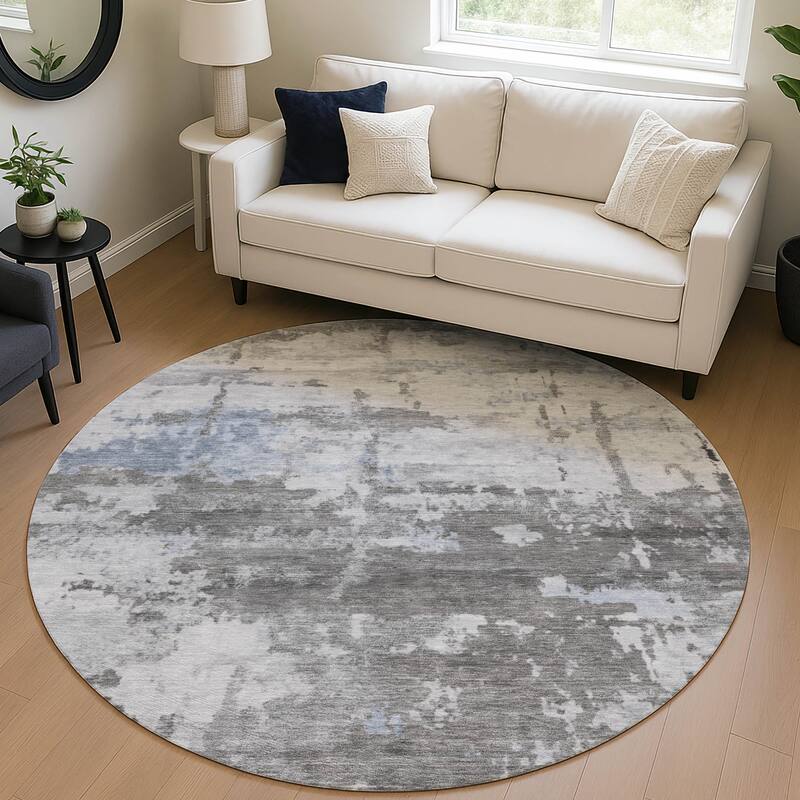 Machine Washable Indoor/ Outdoor Crouppen Modern Chantille Rug