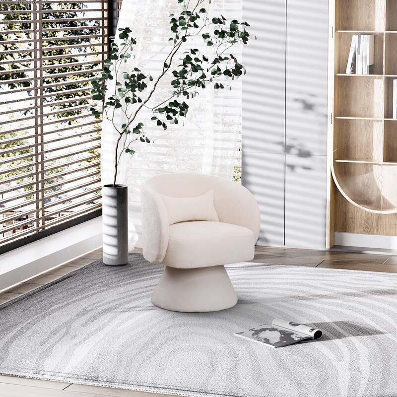 Ouyessir 360 Degree Modern Swivel Cuddle Barrel Sofa Chairs - White