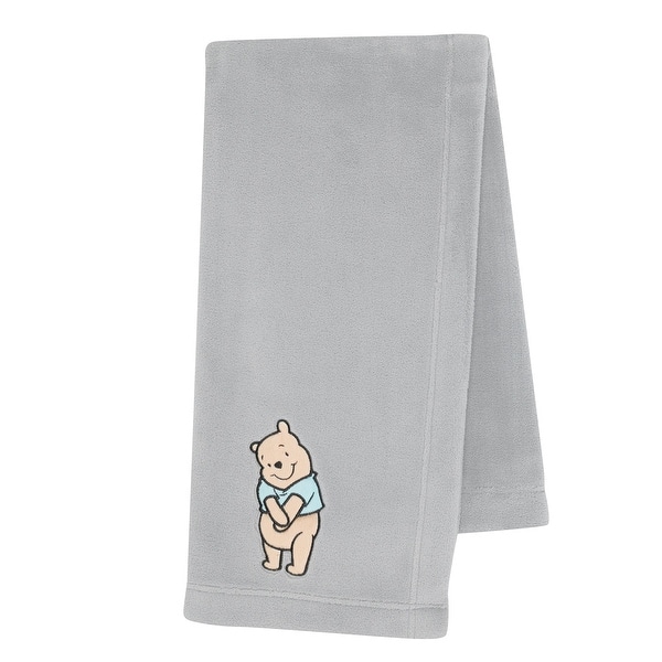 slide 2 of 6, Lambs & Ivy Disney Baby Winnie the Pooh Hugs Gray Soft Fleece Baby Blanket